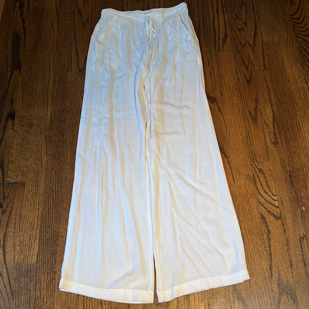 White Drawstring Pants.